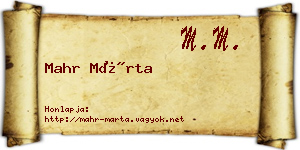 Mahr Márta névjegykártya